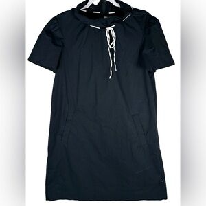 Pearl by Lela Rose Navy Blue Preppy Nautical Bow Funnel Neck Shift Dress Small